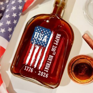 Alternative view of Happy 250th Birthday America Flag Whiskey Bottle LM32 895291