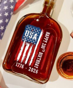 Alternative view of Happy 250th Birthday America Flag Whiskey Bottle
