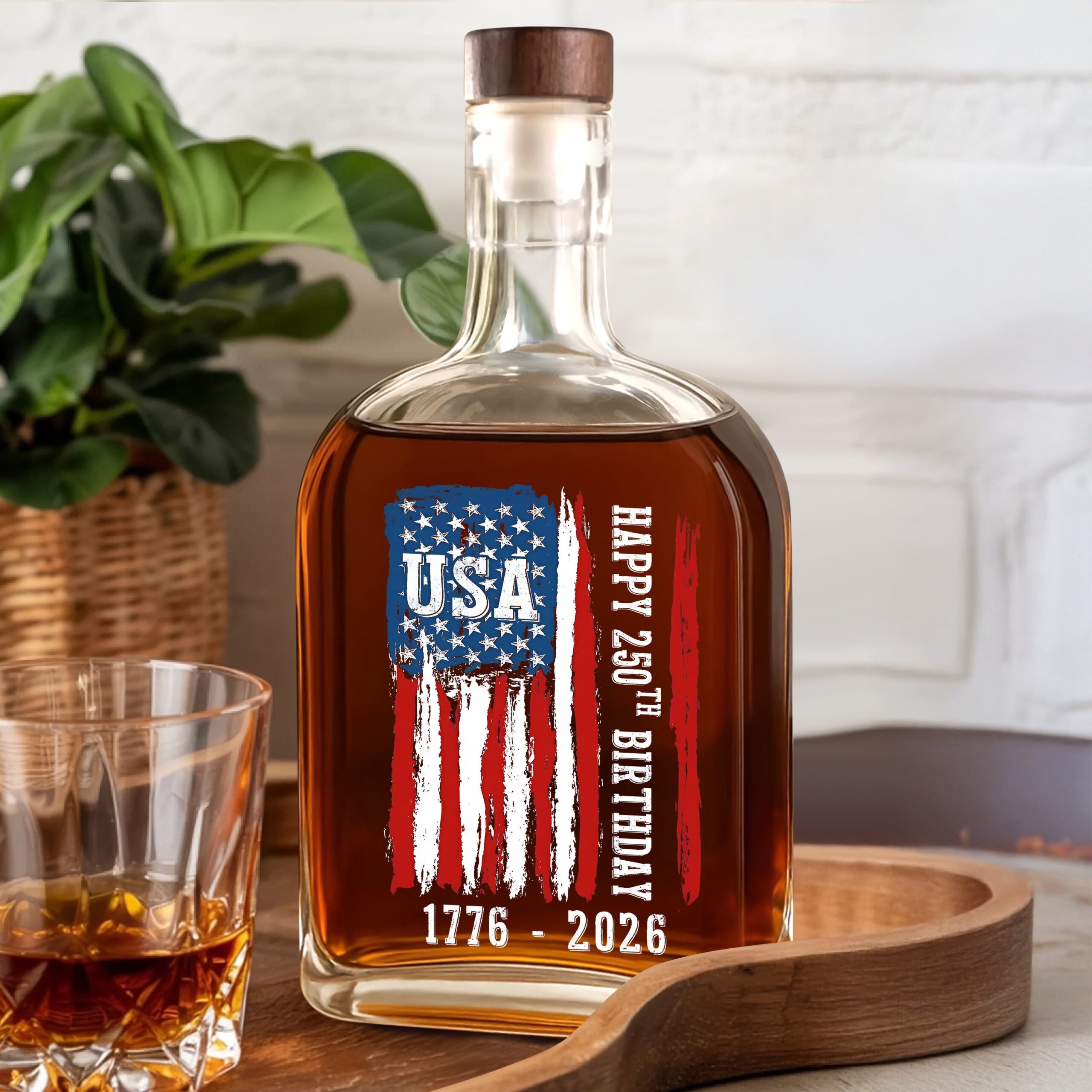Happy 250th Birthday America Flag Whiskey Bottle - Image 6