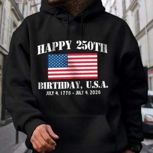 Alternative view of Happy 250th Birthday USA Patriotic 4th Of July Dark Shirt HO82 900374