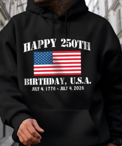 Alternative view of Happy 250th Birthday USA Patriotic 4th Of July Dark Shirt