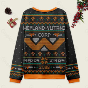 Alternative view of Happy Alien Xmas Black Ugly Christmas Sweater Sweatshirt