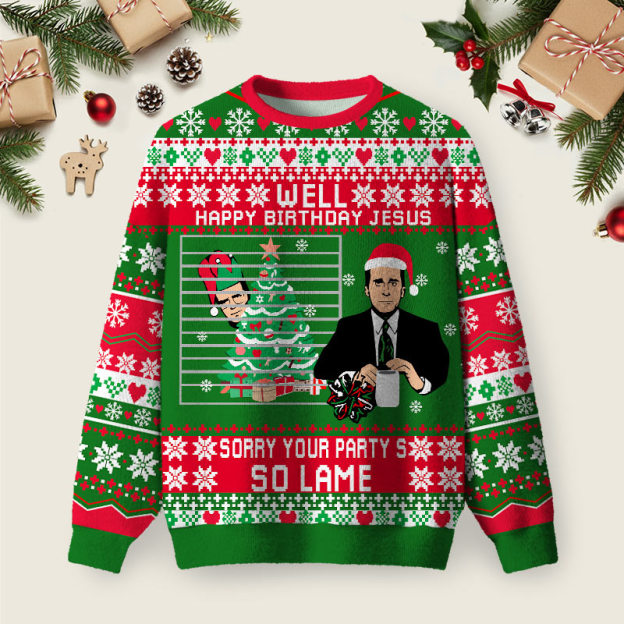 Happy Birthday Jesus Ugly Christmas Fuzzy Fleece Sweatshirt