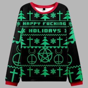 Alternative view of Happy Fucking Holidays Ugly Christmas Sweater - gullprint.com