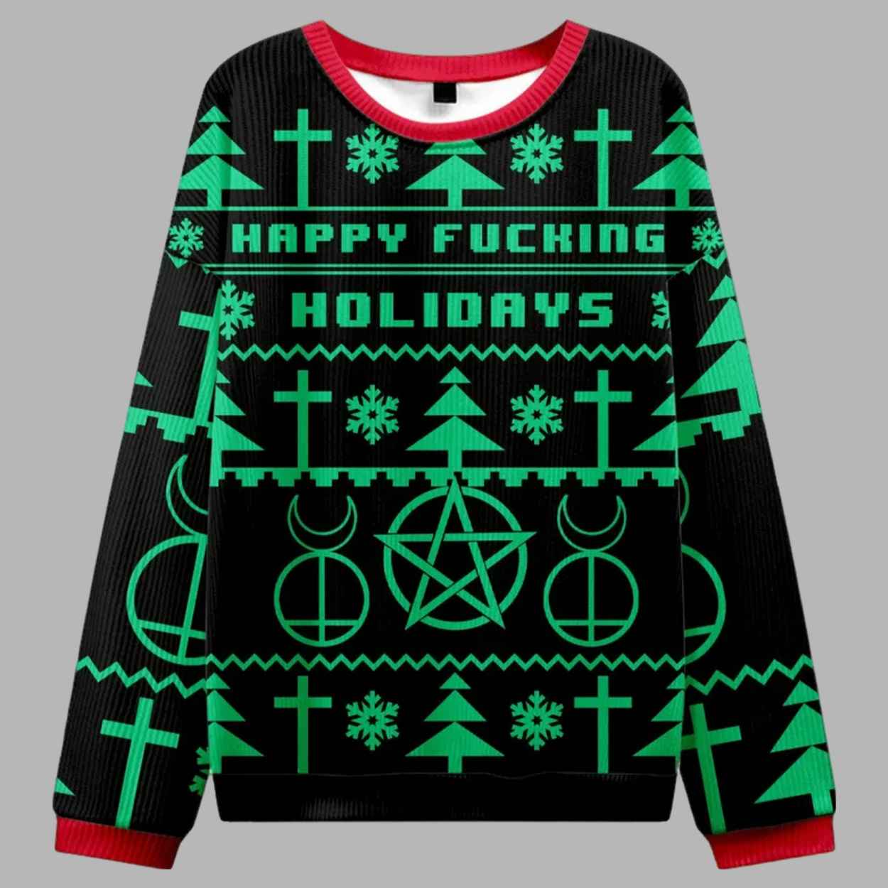 Happy Fucking Holidays Ugly Christmas Sweater - gullprint.com