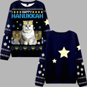Happy Hanukkah Ugly Christmas Sweater - gullprint.com