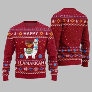 Alternative view of Happy Llamakkah Ugly Sweater Christmas 2025 - Grishko.com