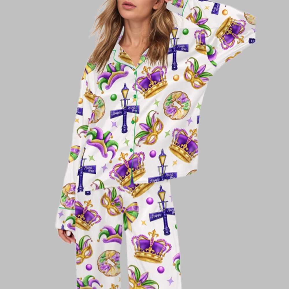Alternative view of Happy Mardi Gras Pajama Set For Women