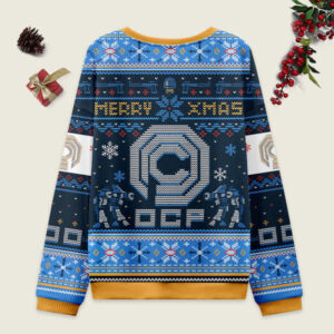 Alternative view of Happy Robo Xmas Blue Ugly Christmas Sweater Sweatshirt
