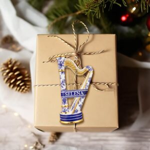 Alternative view of Harp Toile de Jouy Ornament - Personalized Gift For Music Lovers 03PGLU151025