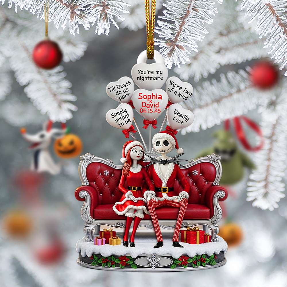 Hauntingly Sweet Couple Christmas Ornament - Personalized Anniversary Gifts For Couple 03TOLU130825 - Image 3