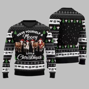 Alternative view of Have Yourself A Mooey Little Christmas Ugly Christmas Sweater - Grishko.com