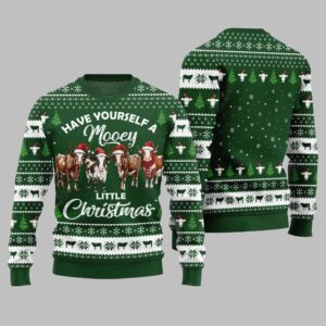 Have Yourself A Mooey Little Christmas Ugly Christmas Sweater - Grishko.com