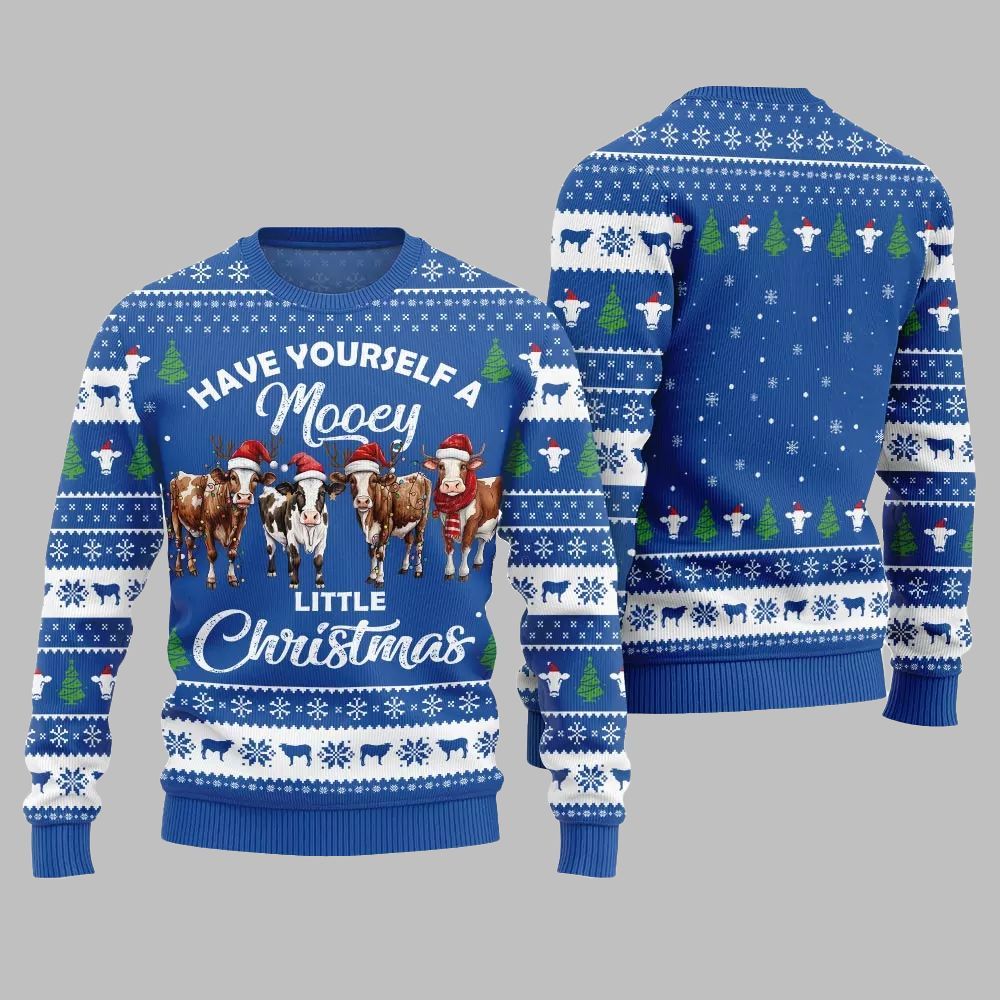 Have Yourself A Mooey Little Christmas Ugly Christmas Sweater - Grishko.com - Image 5