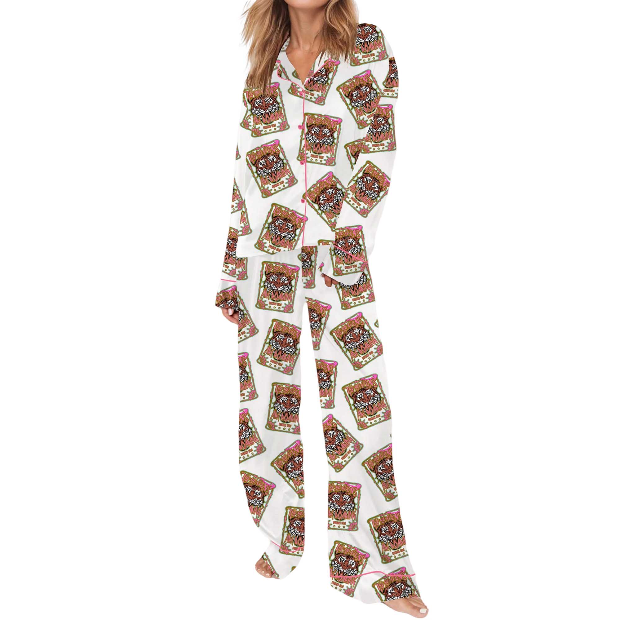 Heavens Roaring Satin Pajama Set For Women - Image 3