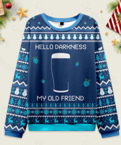Hello Darkness My Old Friend Blue Ugly Christmas Fuzzy Fleece Sweatshirt