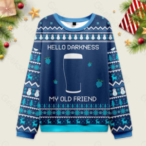 Hello Darkness My Old Friend Blue Ugly Christmas Fuzzy Fleece Sweatshirt