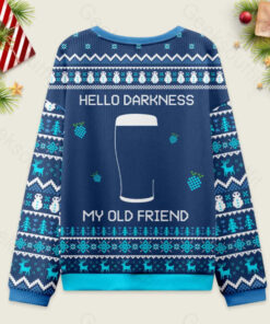Alternative view of Hello Darkness My Old Friend Blue Ugly Christmas Fuzzy Fleece Sweatshirt