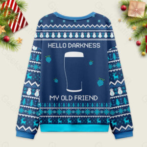 Alternative view of Hello Darkness My Old Friend Blue Ugly Christmas Fuzzy Fleece Sweatshirt