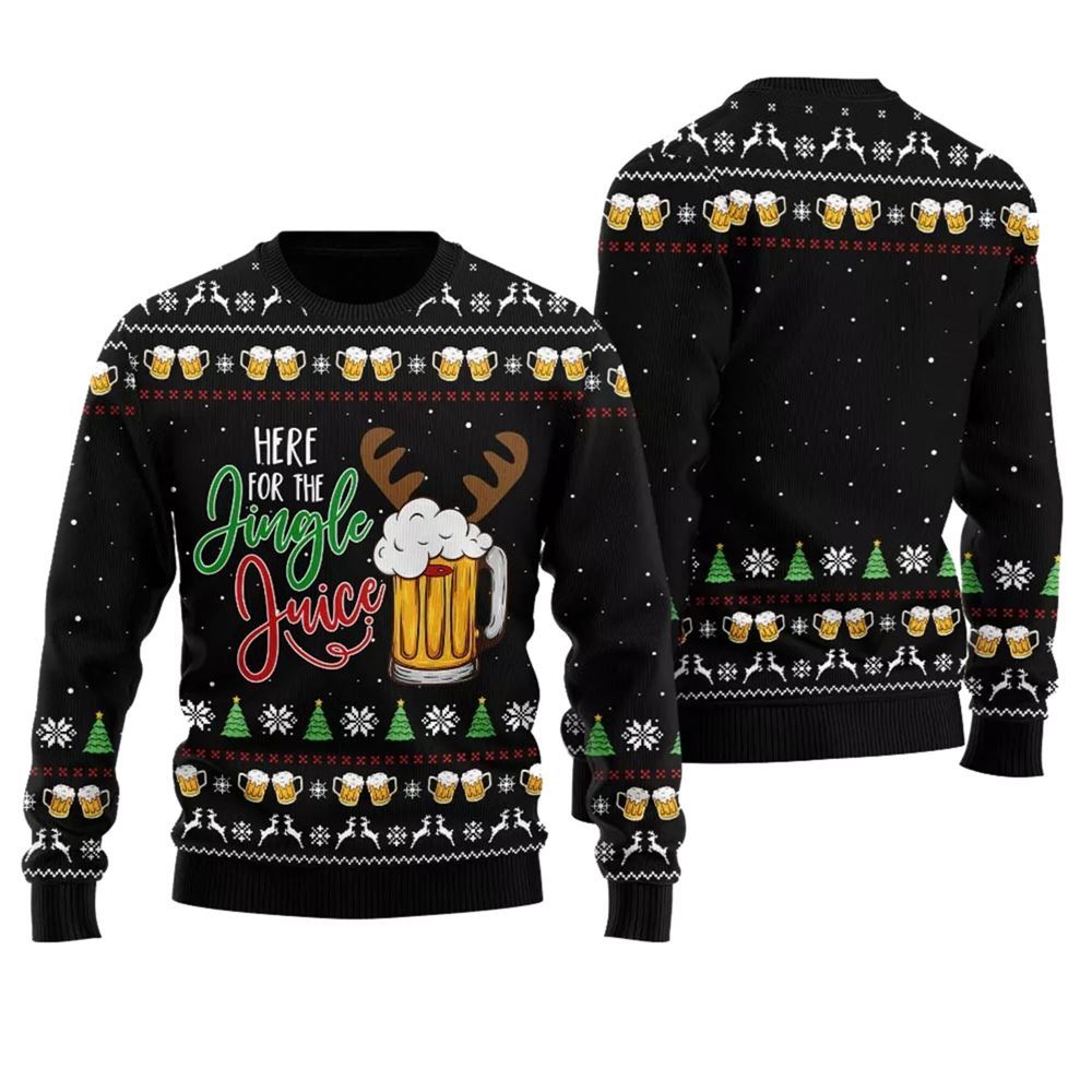 Here for the Jingle Juice Ugly Christmas Sweater - Grishko.com