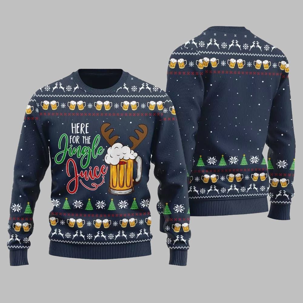 Here For The Jingle Juice Ugly Sweater Christmas 2025 - Grishko.com - Image 5