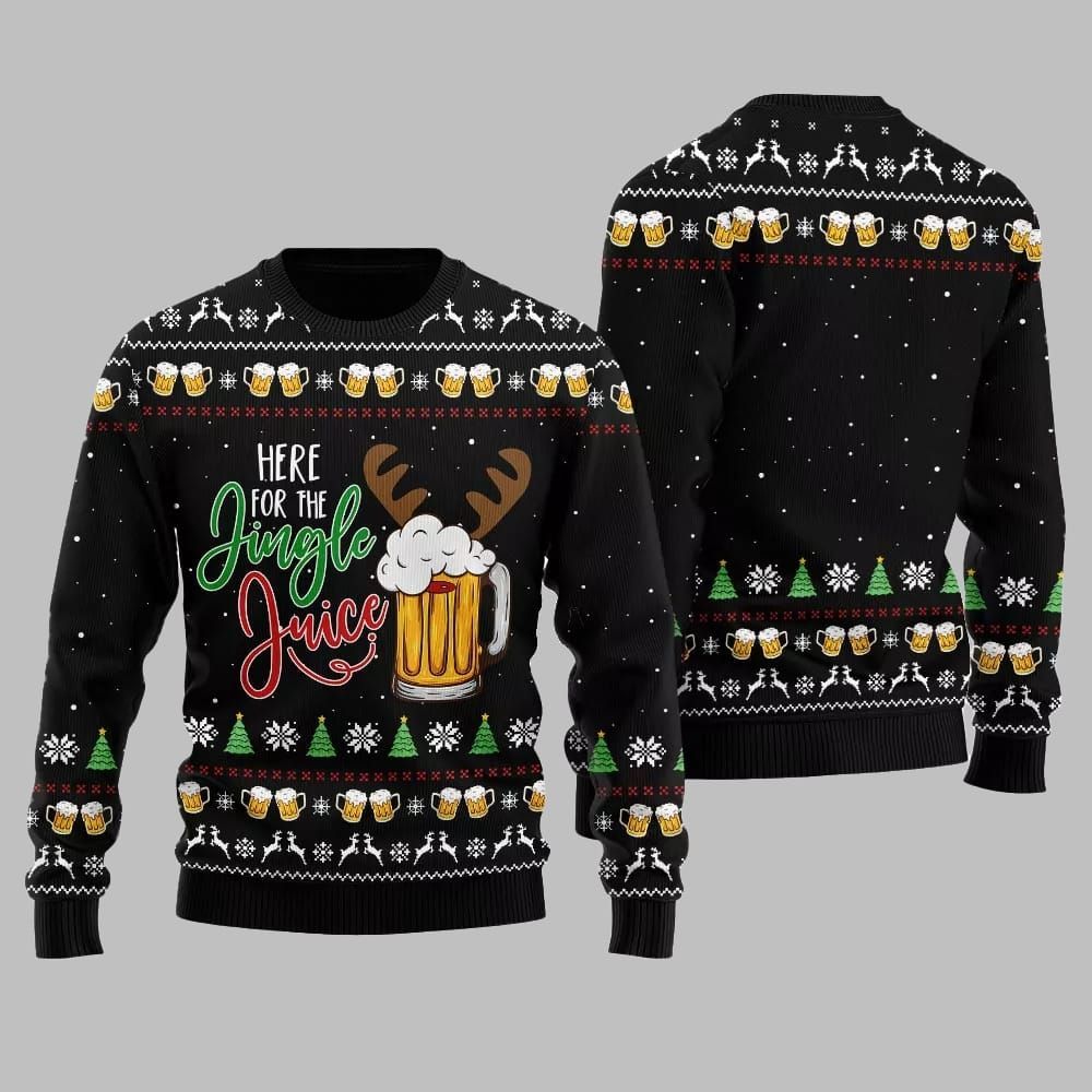 Here For The Jingle Juice Ugly Sweater Christmas 2025 - Grishko.com - Image 3