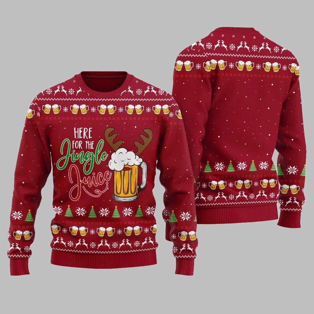 Here For The Jingle Juice Ugly Sweater Christmas 2025 - Grishko.com - Image 4