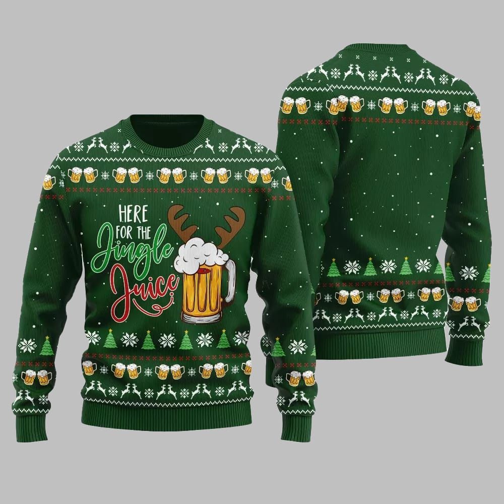 Here For The Jingle Juice Ugly Sweater Christmas 2025 - Grishko.com
