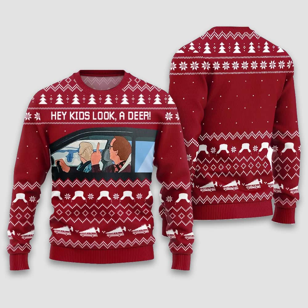 Hey Kids Look A Deer National Lampoon Ugly Christmas Sweater - Image 3