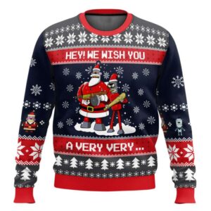 Hey We Wish You A Futurama Ugly Christmas Sweater
