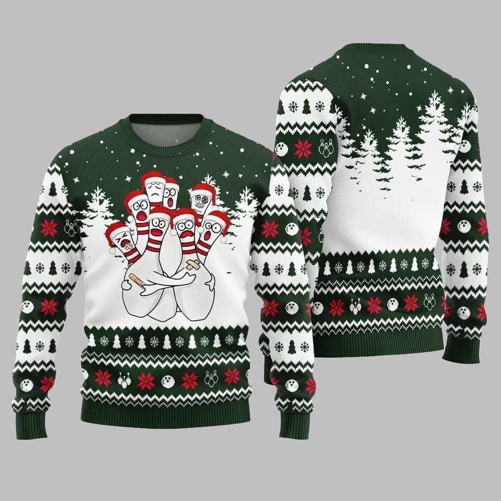 Hilarious Bowling Ugly Sweater Christmas 2025 - Grishko.com