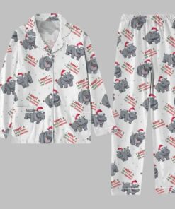 Alternative view of Hippopotamus Christmas Pajamas Set