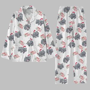 Alternative view of Hippopotamus Christmas Pajamas Set