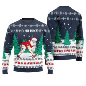 Ho Ho Hike Santa Football Ugly Christmas Sweater - Grishko.com