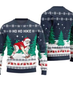 Alternative view of Ho Ho Hike Santa Football Ugly Christmas Sweater 