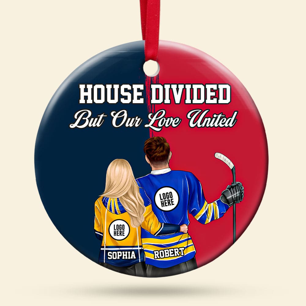 Hockey Couple Ornament - House Divided - Custom Team Logo Gifts For Ice Hockey Lovers - Image 6