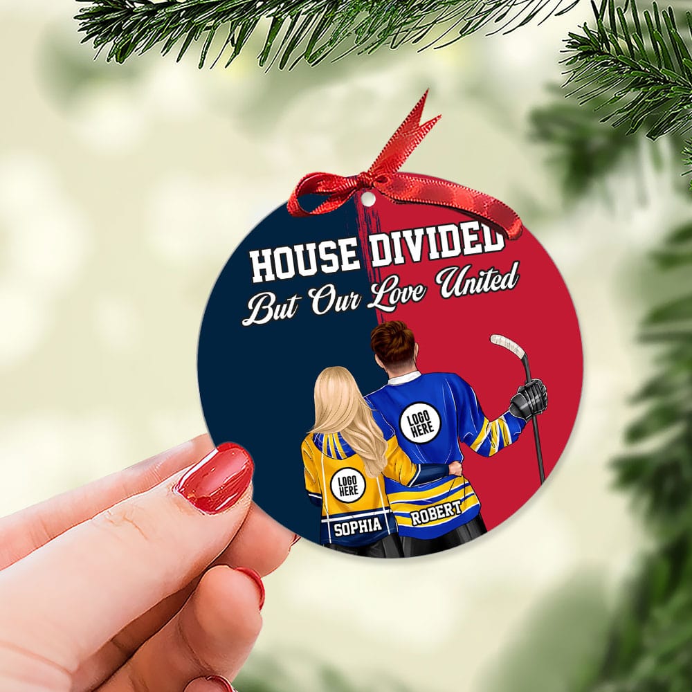 Hockey Couple Ornament - House Divided - Custom Team Logo Gifts For Ice Hockey Lovers - Image 3