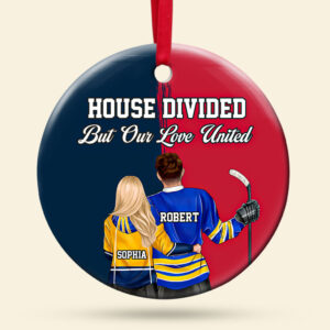 Alternative view of Hockey Couple Ornament - House Divided - Personalized Christmas Gifts For Hockey Lovers