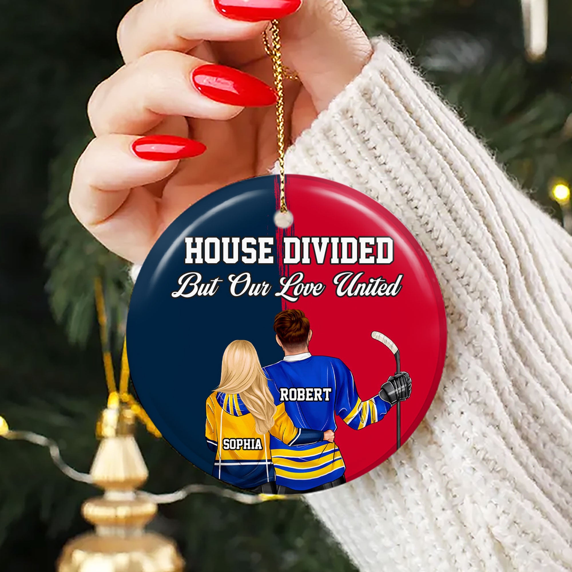 Hockey Couple Ornament - House Divided - Personalized Christmas Gifts For Hockey Lovers - Image 4