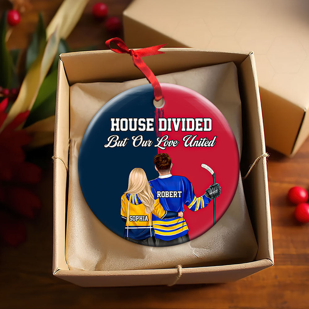 Hockey Couple Ornament - House Divided - Personalized Christmas Gifts For Hockey Lovers