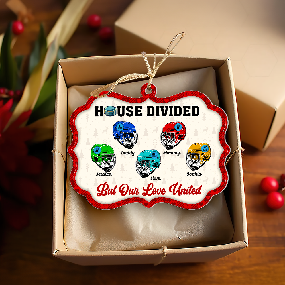 Hockey Family Christmas Ornament - Hockey Helmets - Custom Team Logo Gifts For Hockey Lovers - Image 4