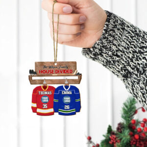 Alternative view of Hockey Family Ornament - Hockey Jerseys - Custom Team Logo Christmas Gifts For Hockey Lovers