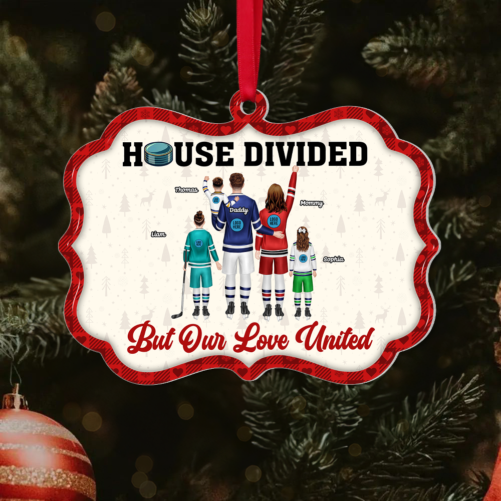 Hockey Family Ornament - Member's House Divided - Personalized Gifts For Ice Hockey Lovers
