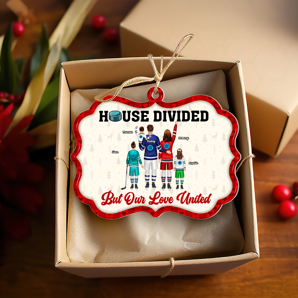 Hockey Family Ornament - Member's House Divided - Personalized Gifts For Ice Hockey Lovers - Image 4