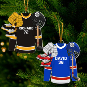 Hockey Player Ornament - Hockey Jersey with Custom Team Logo Gifts For Hockey Lovers
