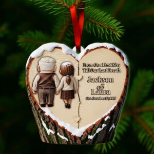 Alternative view of Holding Hands Old Couple Ornament - Personalized Christmas Anniversary Gifts For Couple 01OHLU110825