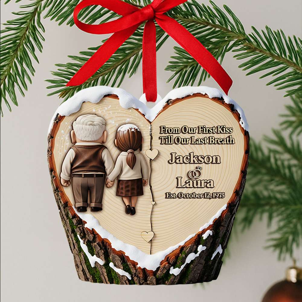 Holding Hands Old Couple Ornament - Personalized Christmas Anniversary Gifts For Couple 01OHLU110825