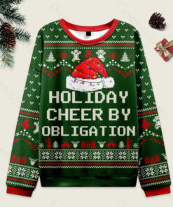 Holiday Cheer by Obligation Green Ugly Christmas Fuzzy Fleece Sweatshirt