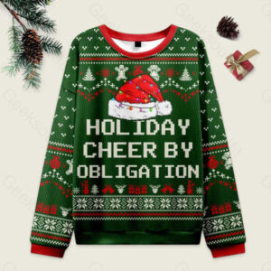 Holiday Cheer by Obligation Green Ugly Christmas Fuzzy Fleece Sweatshirt