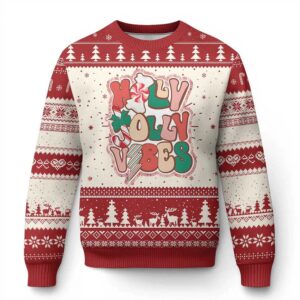 Holly Jolly Vibe Groovy Christmas Ugly Sweater - Grishko.com